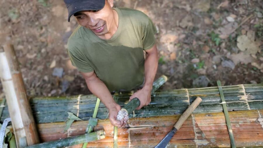 Luang Prabang: Bamboo Forest Cooking-class & Farm Visit - Making a cooking space in the primary forest