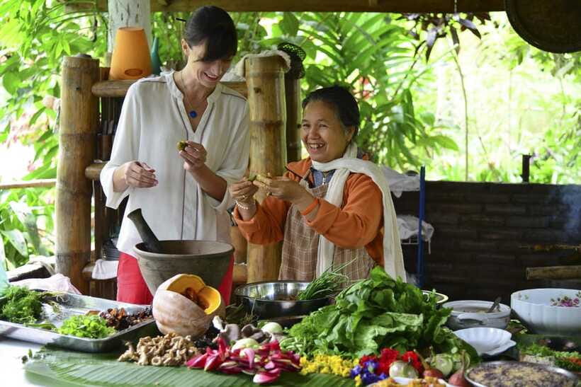 Luang Prabang: Cooking Class at the Former Royal Palace - Cooking on the terrace at Alame Restaurant