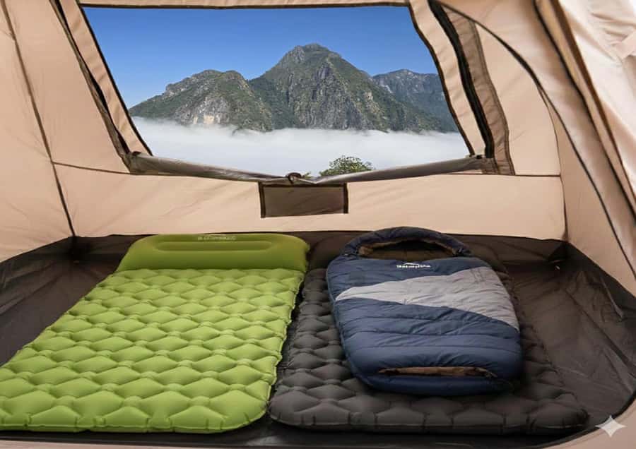 Overnight Camping At nong khiaw view point, 360 view - Sunrise above a sea of fog