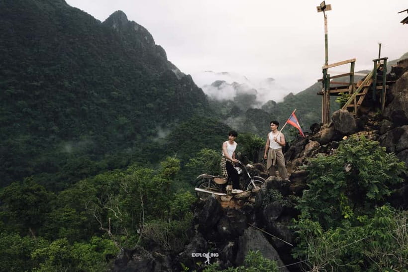 Vang Vieng: Namxay Viewpoint, Blue Lagoon 1 & Phoukham Cave - Namxay Viewpoint: short trail, serious climb